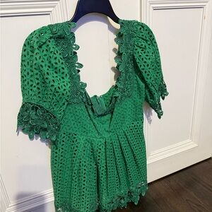 Moda International Vibrant Green Lace Blouse